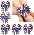 Geiserailie 6 Pieces Patriotic Napkin Rings 4th of July Bow Napkin Ring Holder by Geiserailie