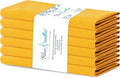 Blue Needles Solid Cloth Napkins Set of 6 Golden Yellow 100% Cotton Dinner Napkins 18x18 inches - Soft, Reusable, Absorbent & Washable Linen, Ideal for Christmas Events, Parties & Everyday Use