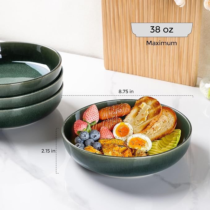 GBhome 8.75'' Large Ceramic Pasta Bowls, 38oz Stoneware Pasta Serving Bowls Set - Image 4