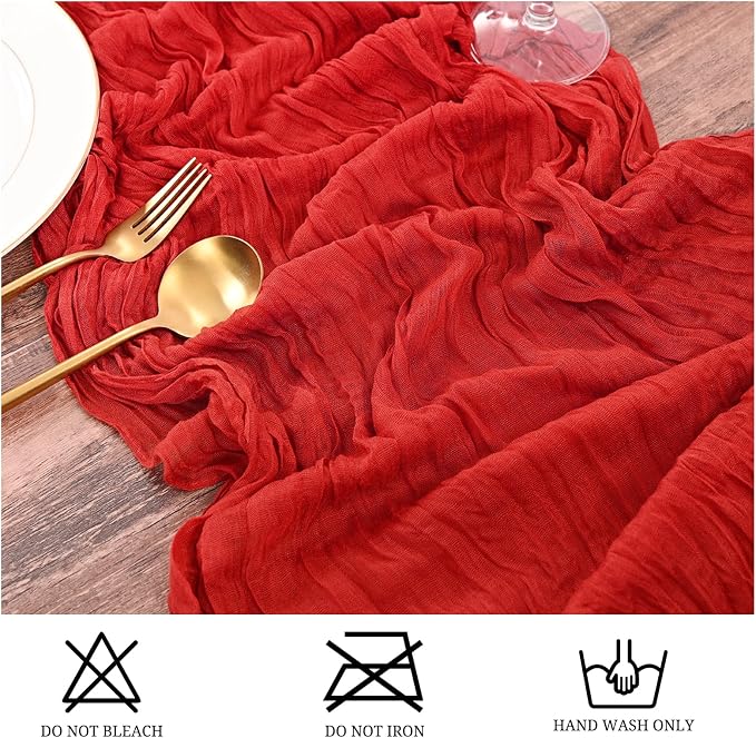 15 Pack Red Table Runner 17 x 108inch Cheesecloth Table Runner Boho Gauze Table - Image 4
