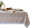 ATOSII Kalina 100% Cotton Rectangle Tablecloth, Handblock Floral Linen Table Cloth for Kitchen Dining Table I Parties Wedding Outdoors I Home Decor 60 X 90 Inches