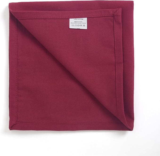 ACCENTHOME Accent Home 100% Cotton Napkins, Delicate Cloth Napkins for Dinners, Parties and Weddings，18 x 18 Inch Set of 6 - Burgundy