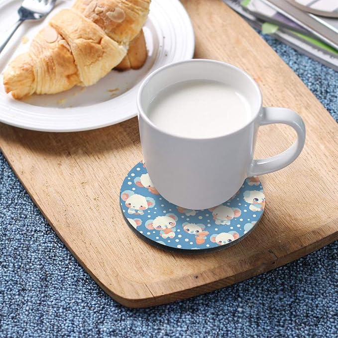 Seamless Cartoon Koala Bear 4 Piecing Set Drink Coasters Thick Heat Resistant - Image 5