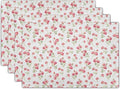 Pink Place Mats - Rose Placemats Set of 4 Floral Flower Table Mats 12x18 for Party Kitchen Dining