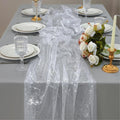 Snowkingdom 6 Pcs 10 FT Silver White Cheesecloth Table Runner Sheer Chiffon by Snowkingdom