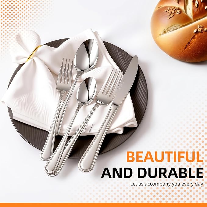 NICE KITCHEN Silverware Set for 8, 40 Piece Heavy Duty Cutlery Set | Mirror - Image 3