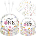 Rakuto Wildflower 1st Birthday Decorations Supplies, Disposable Floral Paety by Rakuto