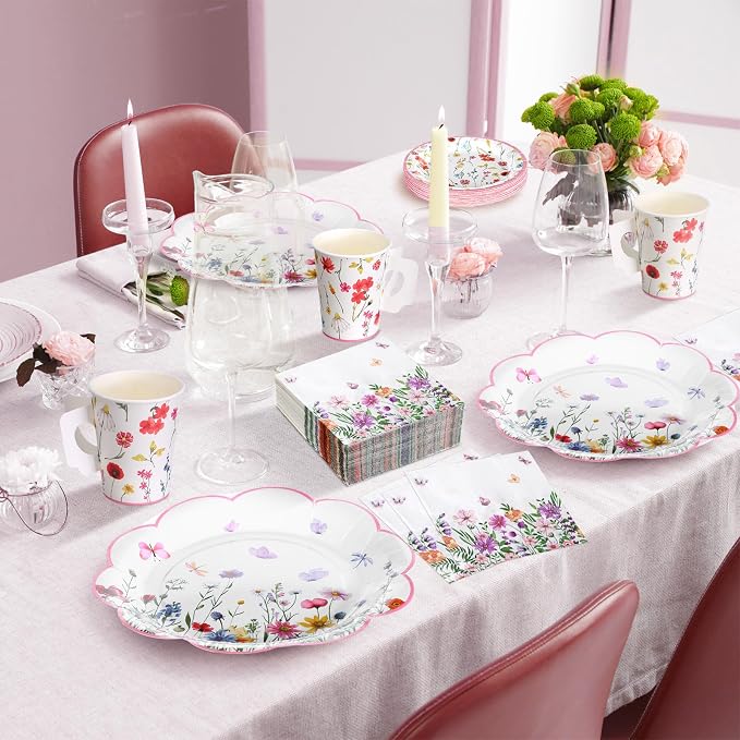 Pickmesh 252 Pcs Floral Tea Party Supplies - Image 6