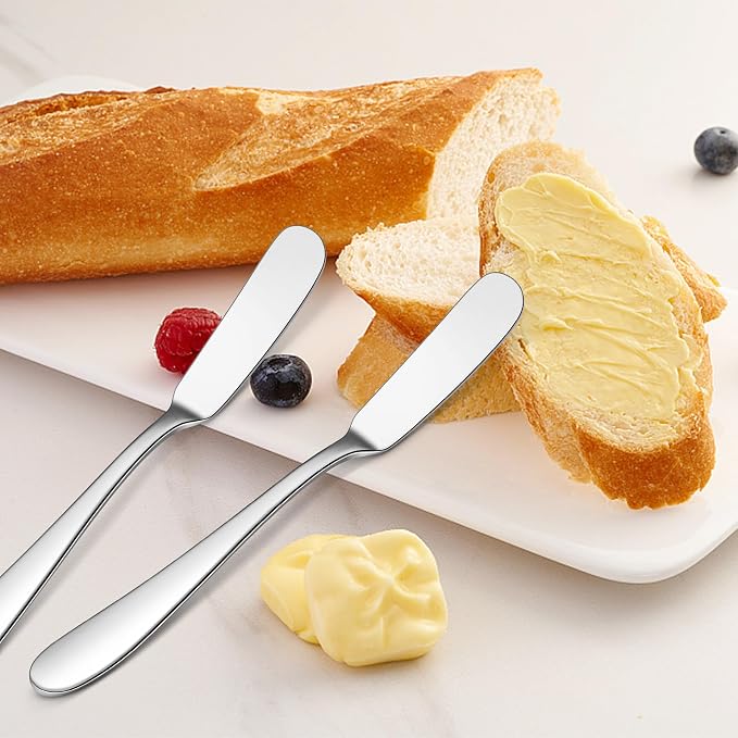 E-far Butter Spreader Knife Set of 6, 7-Inch Stainless Steel Cheese Dessert - Image 4