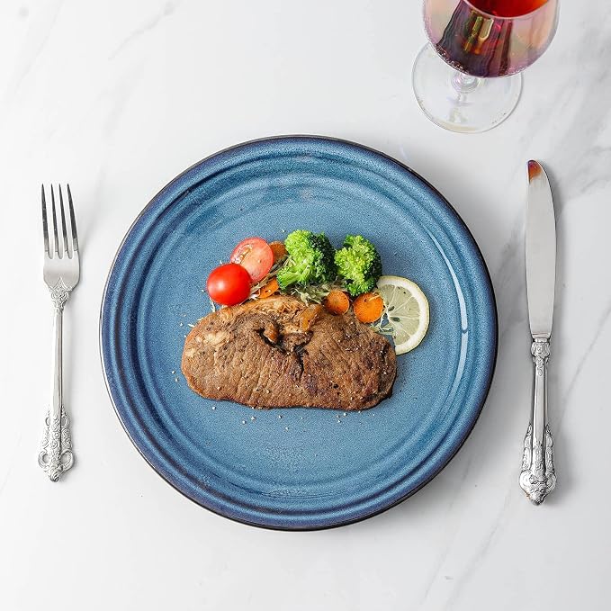 HASENSE 10 Inch Dinner Plates Set of 6, Ceramic Large Porcelain Pasta and Salad - Image 3