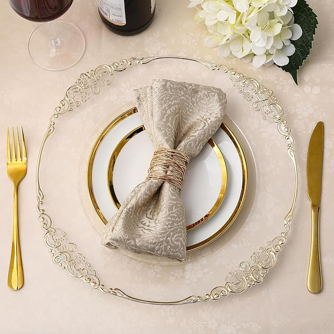 allgala Heavy Quality Round Charger Plates - Charger for Dinner Plates - Set of Charger Plates for Table Decor - Ideal for Weddings, Weddings, Thanksgiving Parties & Holidays - Clear (13-Inch 48-Pack)