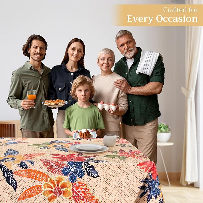 Maison d' Hermine Table Cloth Rectangle Table 100% Cotton 70 x 108 Inches Fall Tablecloth Reusable Everyday Use for Thanksgiving Christmas Decorations Dining Farmhouse Party (Kalahari)