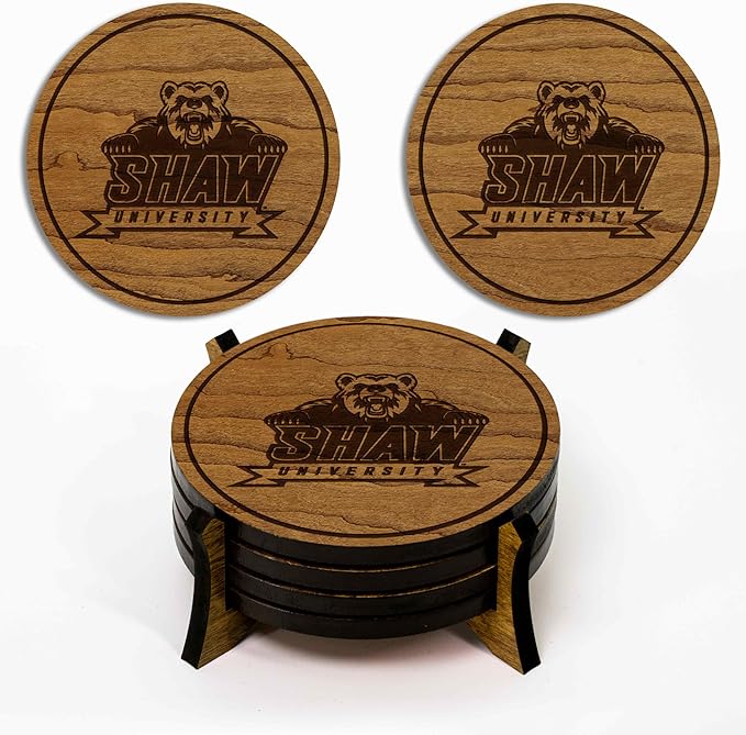 LazerEdge Shaw Bears Wooden Coaster Set - Cherry Wood - Officially Licensed Product - 4-Pack
