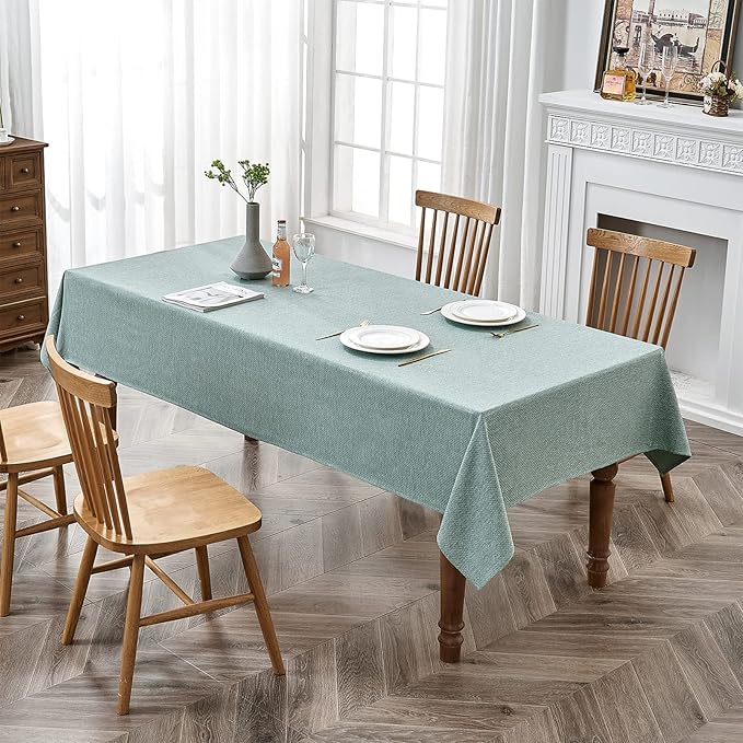 BALCONY & FALCON Rectangle Tablecloth Jacquard Style Water Resistant Table Cover for Dining Kitchen Cafe Parties Easter Spring Summer and Outdoor Use (Sage Green, 57 x 118 inch)