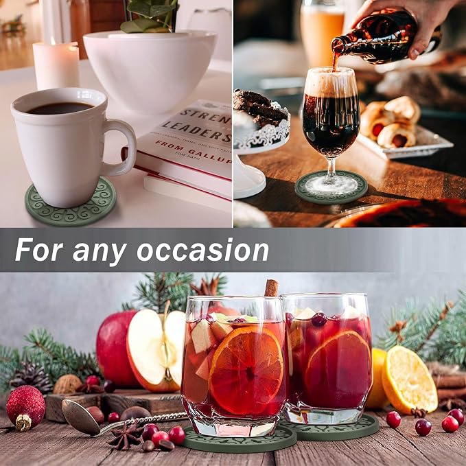 Coasters for Drinks, Resistant Reusable Silicone Coasters - Image 7
