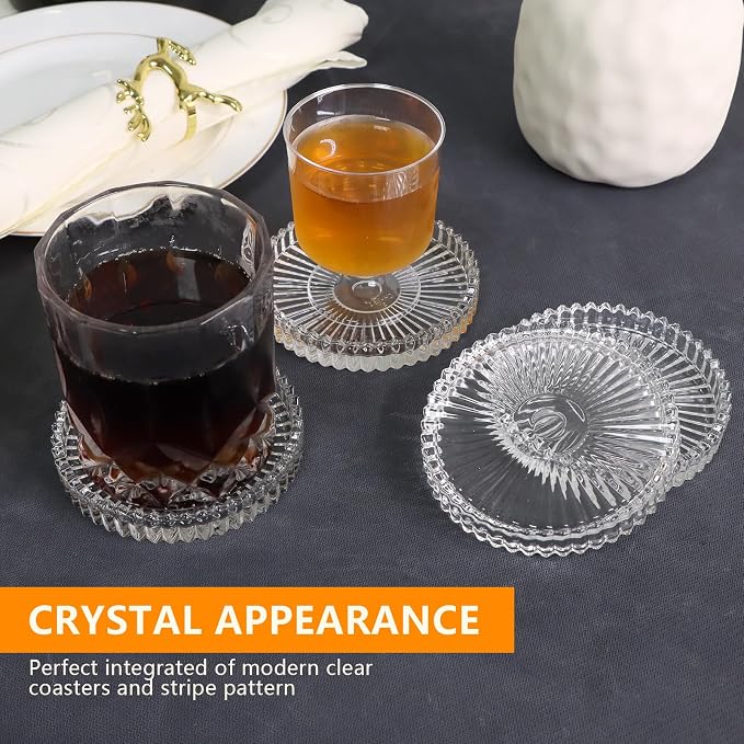 VIBRATITE 4 Inch Glass Coasters Set of 4, Crystal-Like Appearance - Image 4