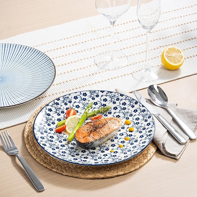 Dinner Plates Set of 6, 10.5 Inch Ceramic Dish Set Plate Set for Kitchen, Microwave, Oven and Dishwasher Safe, Scratch Resistant