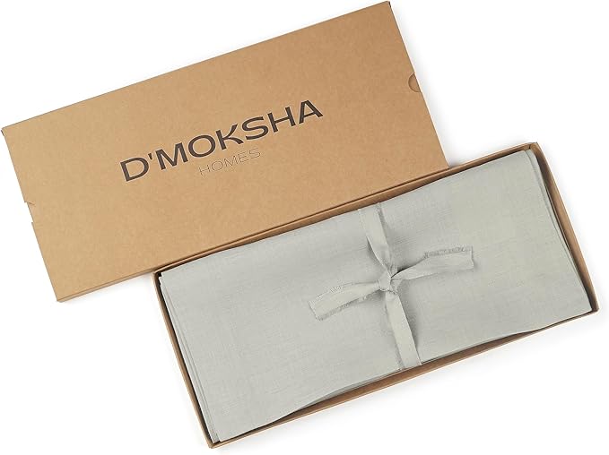 D'Moksha Homes Linen Silver Grey Table Runner 84 Inches Long - 100% Pure Linen 14 x 84 Inch Table Runner for Dining, Spring, Easter - Machine Washable