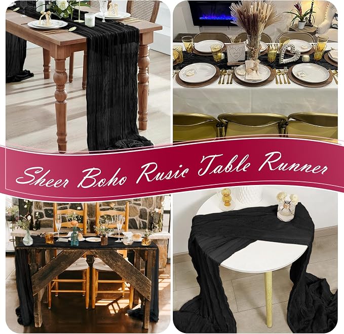 30 Pack Black Cheesecloth Table Runner 17 x 108 inch Cheese Cloth Table Runners - Image 7