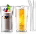 Joeyan Glass Double Walled Beer Drinking Glasses Tumbler 16 oz, Double Layer by JoeyanHousehold