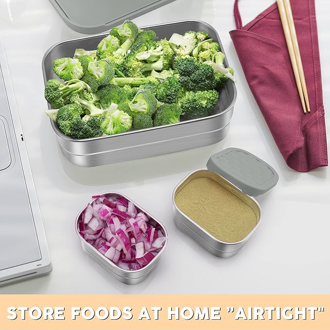 3 CUP+1 CUP Stainless Steel Lunch Snack Containers Set | Leak Proof 304 - Image 6