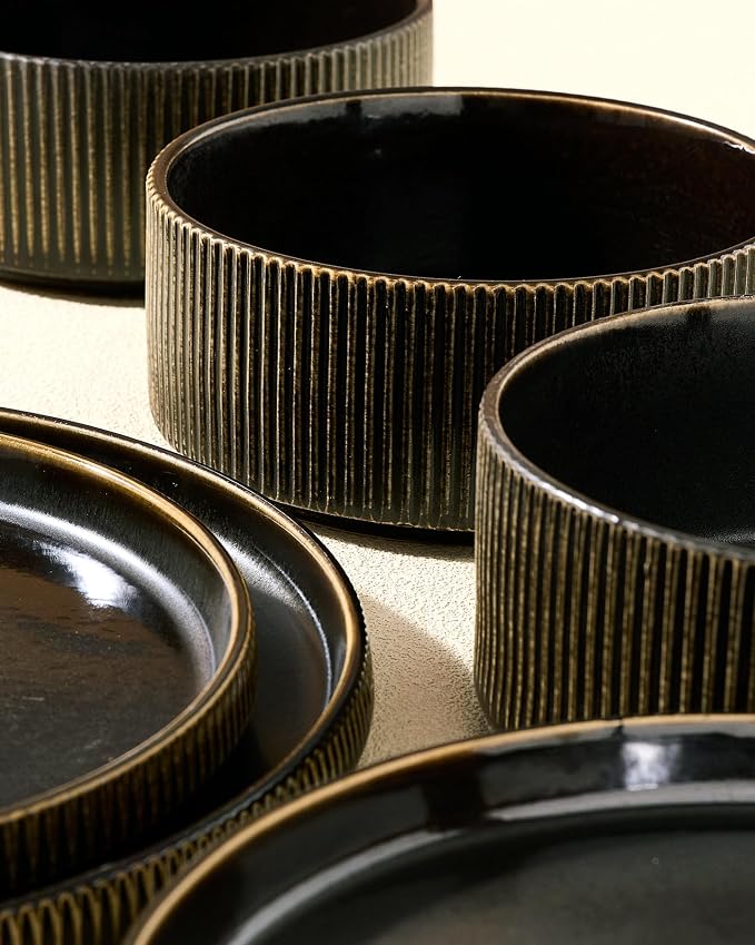 Stoneware Dinnerware Sets, Reactive Glaze Dishes Set - Image 4