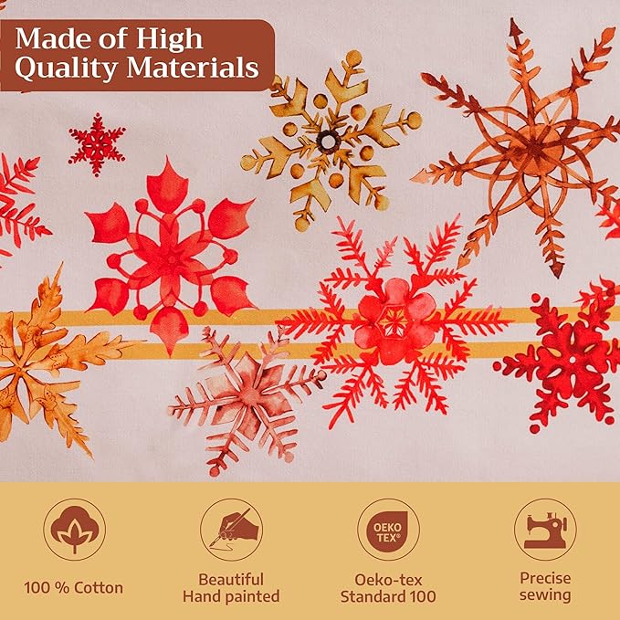 Maison d' Hermine Table Cloth Round Table 100% Cotton 69 Inches Fall Tablecloth Reusable Everyday Use for Thanksgiving Christmas Decorations Dining Farmhouse Party (Crystal Star)