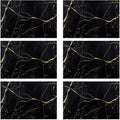 Table Placemats Set of 6 Abstract Black Marble Texture Place Mats Washable Kitchen Dining Linen Table Mats Stain Heat, for Home Party Indoor 12x18 in
