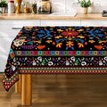 Mexican Tablecloth Rectangle 60 x 104 Inch, Cinco De Mayo Flower Skull Table Cloth Fiesta Indoor Decorations for Dining Room Party