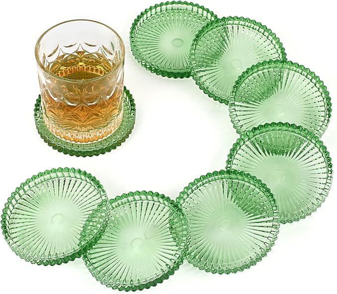 Modern Clear Coaster Set of 8- Glass Coasters by Unknown