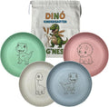 Wheat Straw Plate Set for Toddlers with Dinosaur Patterns | 4 Engraved, Eco-Friendly Food Plates | Free Dinosaur Backpack Included | Dishwasher & Microwave Safe | Excellent Gift for Childrens