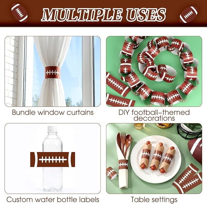 FoldTier 300 Pcs Football Paper Napkin Rings Bulk Disposable Sports Napkin - Image 4