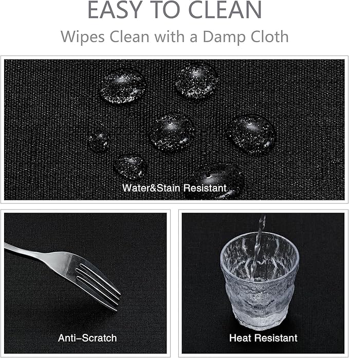Rectangle Tablecloth Waterproof 60x120 inch Linen Textured Table Cloth Stain and Wrinkle Resistant Washable, Decorative Fabric Table Cover for Dining, Party and Camping, Black