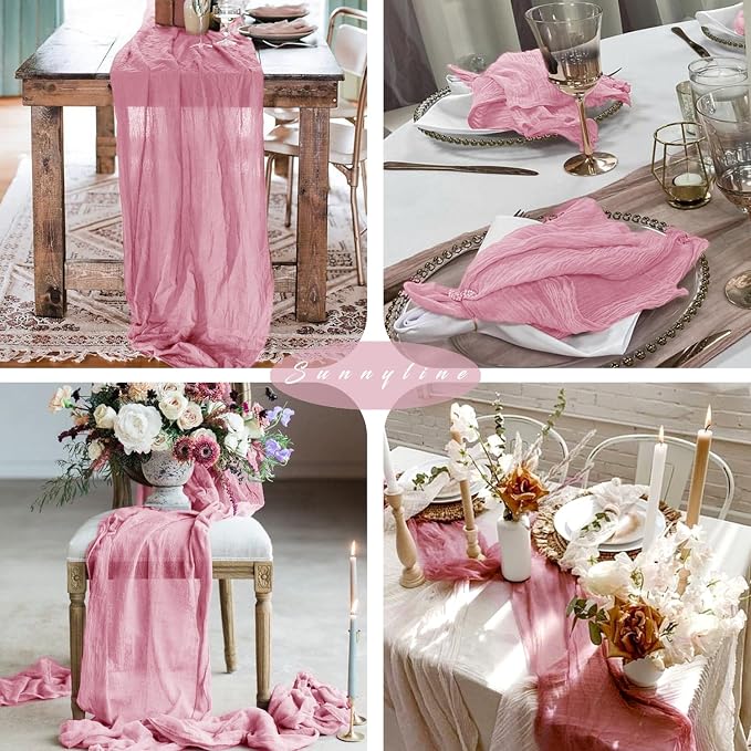 Cheesecloth Table Runner 10FT Dusty Rose Runner - Image 6