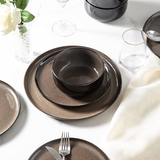 LERATIO Ceramic Plate Set of 6, 8.5 Inch Reactive Glaze Salad Plates | Modern - Image 4