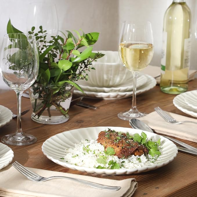 Gibson Elite Peach Orchard 12-Piece New Bone China Dinnerware Set Service - Image 2