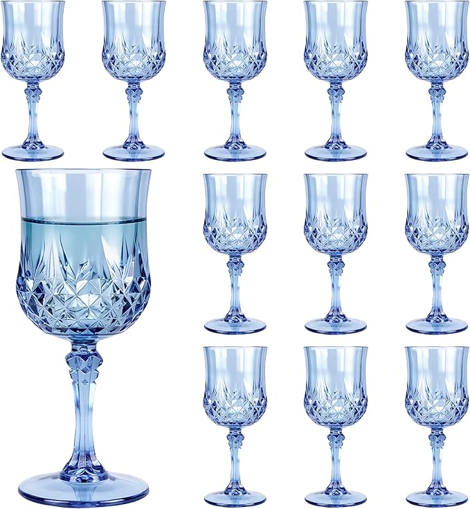 12Pack Plastic Wine Glasses, 7oz Vintage Goblets by LEYIQU