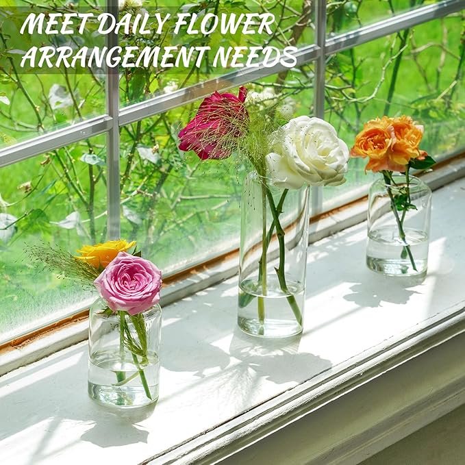 Glass Bud Vases Set of 24 - Clear Flower Vases for Centerpieces, Small Glass Vase Modern Bud Vase for Wedding Party Dining Table Centerpieces, Living Room Decorative, Home Decor