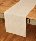 Solino Home Linen Champagne Beige Table Runner 108 Inches Long - Athena, 100% Pure Linen Dining Table Runner 14 x 108 Inch for Spring, Easter