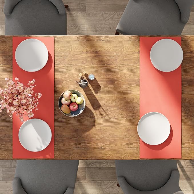 Encasa XO Table Runner, Cotton Canvas Dining Runner 13"x36" | Coral, 180 GSM - Image 5