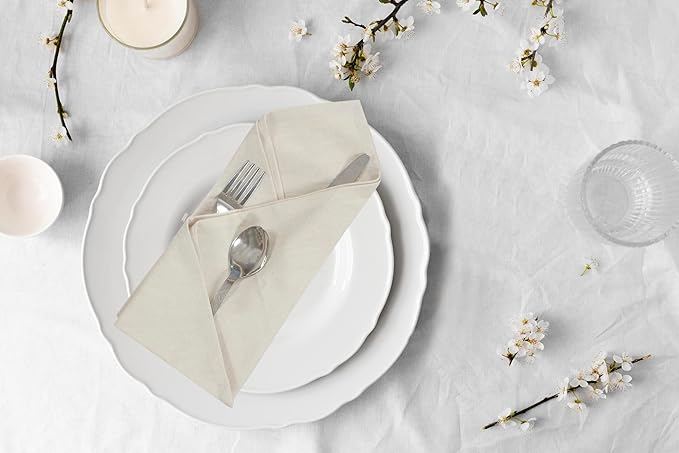 ACCENTHOME Accent Home 100% Cotton Napkins, Delicate Cloth Napkins for Dinners, Parties and Weddings，18 x 18 Inch Set of 12 - Natural