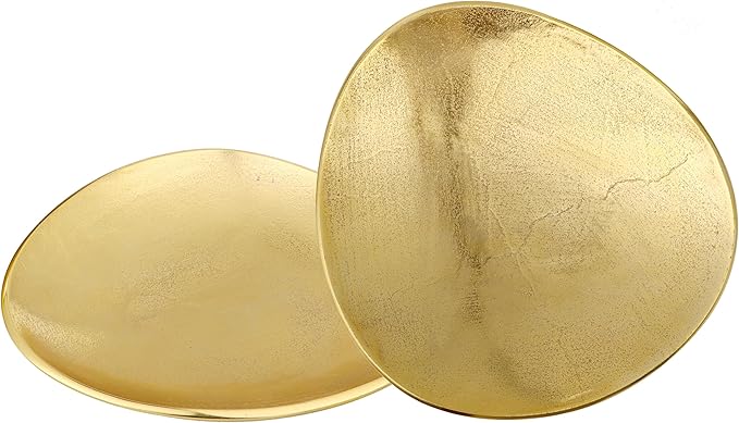 CLEENTABLE Oval Metal Serving Trays | Stylish Vanity Organizer or Catchall Valet Display | Handmade Metal Platter for Vanity Organizer Tray for Camping, BBQ, Party, Buffet, Appetizer (Gold)
