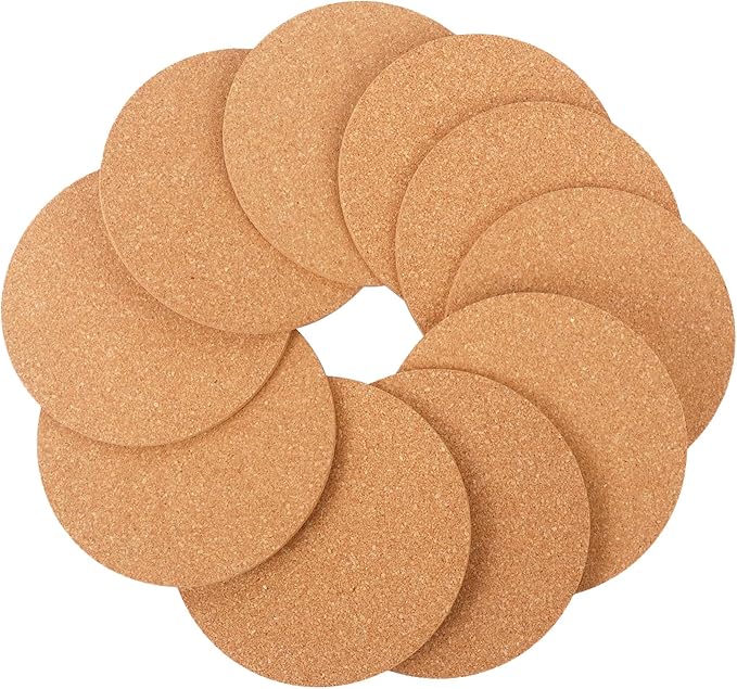 150 Pieces 4 Inch Cork Coasters for Drinks, 100 mm Round Cork Coasters, Non-Slip, Heat-Resistant, Absorbent & Reusable, Perfect for DIY Crafts and Home Tabletop Decoration