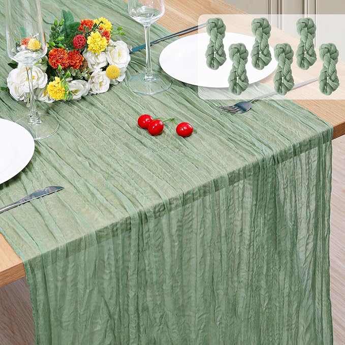 6 Pack Cheesecloth Table Runner 10Ft Christmas Gauze Boho Table Runners by Home