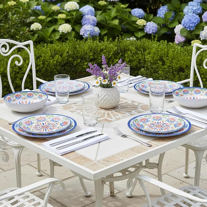 Dinnerware Set 12Pcs Melamine Plates and Bowls | Wedding Gift, Floral Pattern - Image 7
