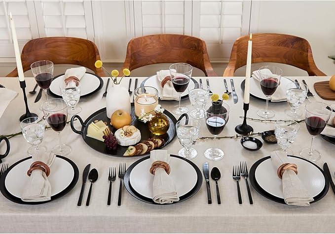 Solino Home Linen Light Natural Tablecloth 60 x 90 Inch - Classic Hemstitch, 100% Pure Linen Rectangular Tablecloth - Machine Washable Table Cloth for Spring, Easter