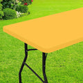 Smiry Rectangle Picnic Table Cloth, Waterproof Elastic Fitted Tablecloths for 8 Foot Tables, Washable Polyester Table Cover for Camping, Indoor and Outdoor (Mustard Yellow, 30"x96")