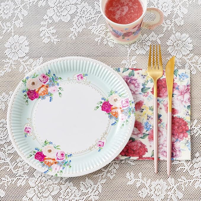 Talking Tables Afternoon Tea Vintage Floral Paper Plates Pack of 24 Truly - Image 5