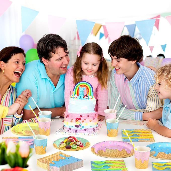 450 Pcs Ice Cream Tableware Set Decorations, Serves 50 | Summer Ice Cream Cone - Image 5