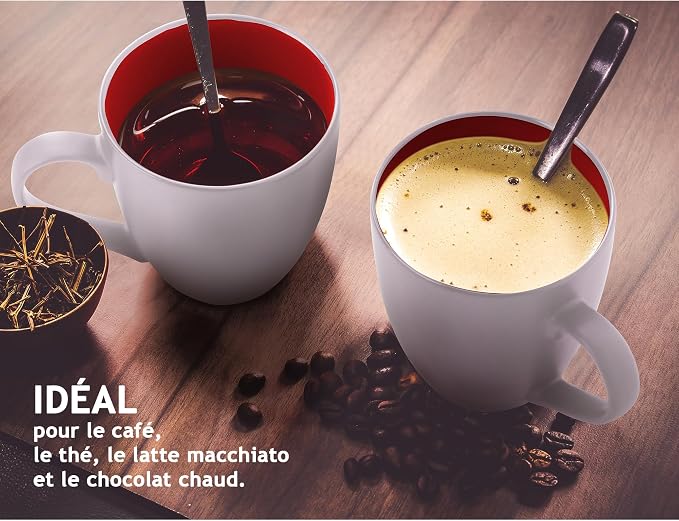 MIAMIO - Set of 6 Coffee Mugs 12 ounce – Modern Ceramic Coffee Cup Set in White - Image 2